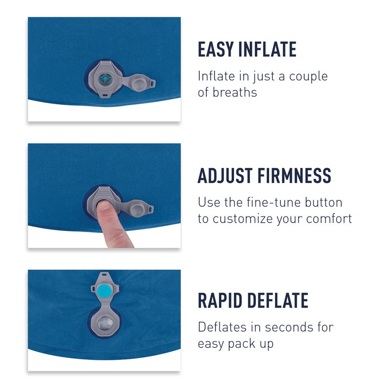 Sea to Summit Aeros Premium Inflatable Travel Pillow, Deluxe (22 x 14), Navy Blue - Image 3